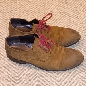 CLARKS "Wallace" Brown Nubuck Leather Captoe  Oxford Shoes Mens SZ 9.5 M